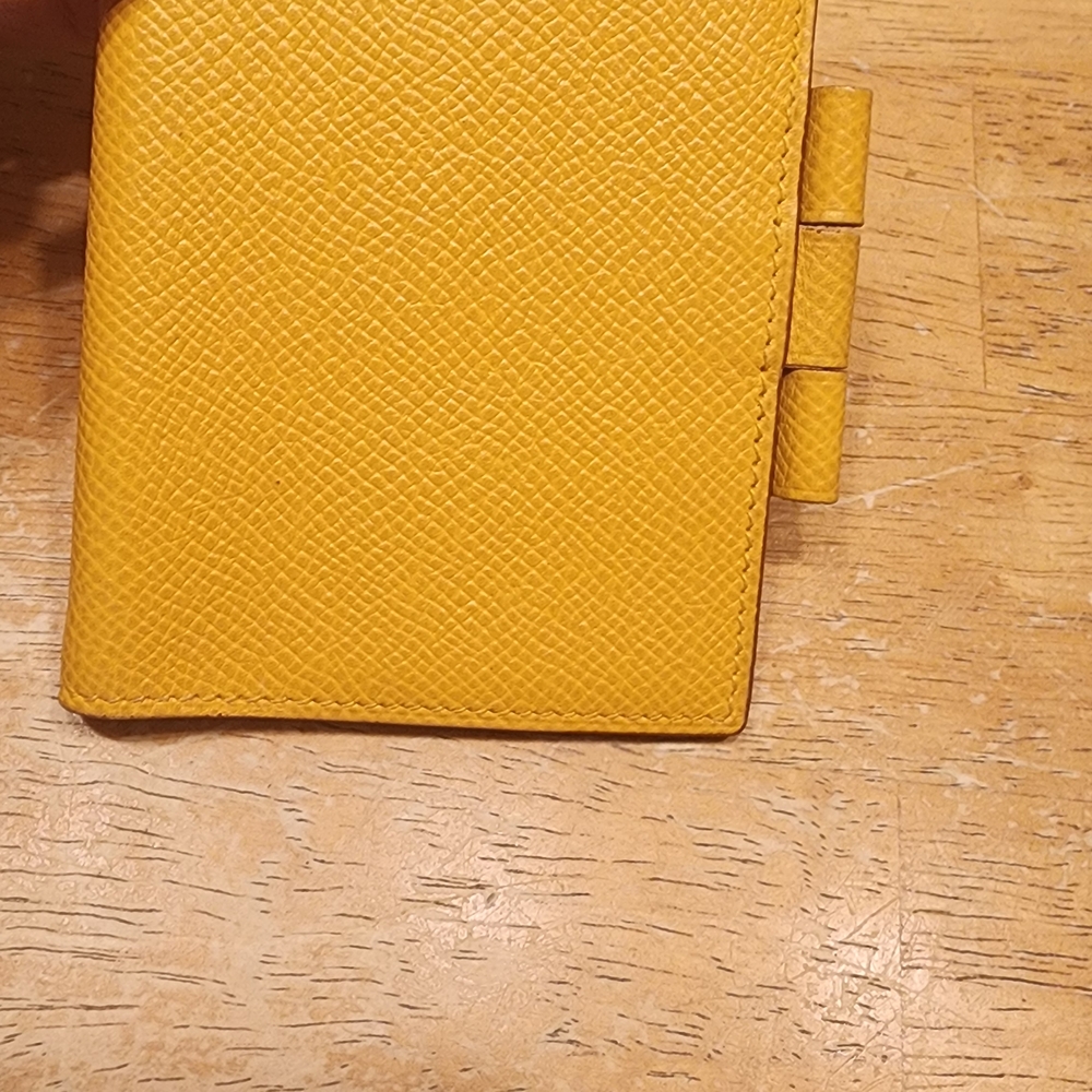 yellow Hermès Agenda PM notebook cover, made from textured Veau Epsom leather
